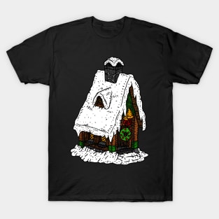 snowy Christmas fairy house, hand drawn illustration. cute. T-Shirt